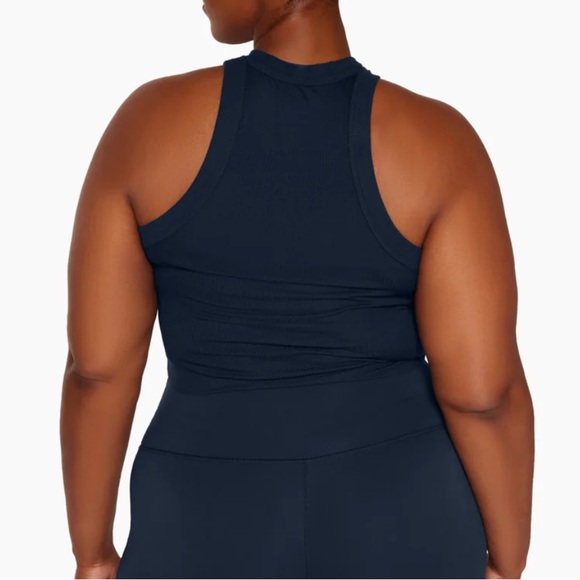 SET ACTIVE Ribbed Modal Racer Tank Navy - Picture 2 of 4
